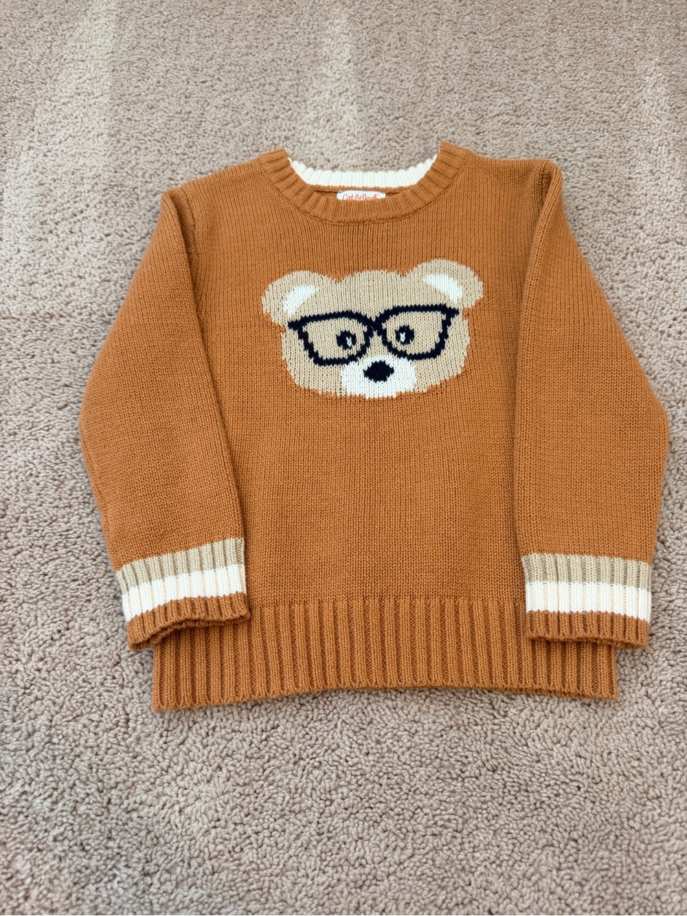 Cat & Jack Toddler Boy Bear Sweater 3T Brown Knit Pullover